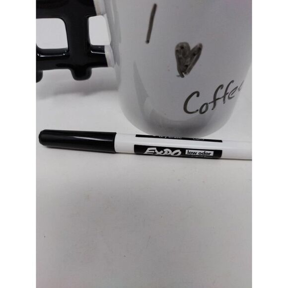 Cool Trendy Hashtag # Ceramic Mug or Cup With Dry Erase Marker Kikkerland Brand - Picture 2 of 5